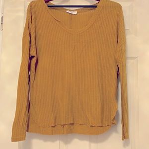 Mustard waffle texture long sleeve top